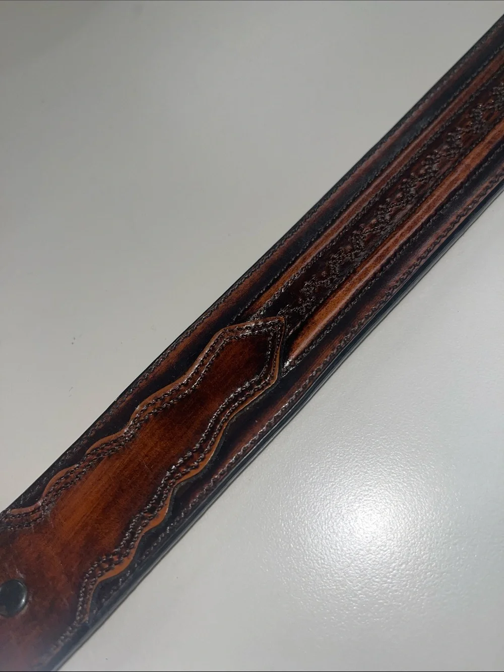 Larry Mahan Brown Leather Western Belt with Brass Buckle SZ 36